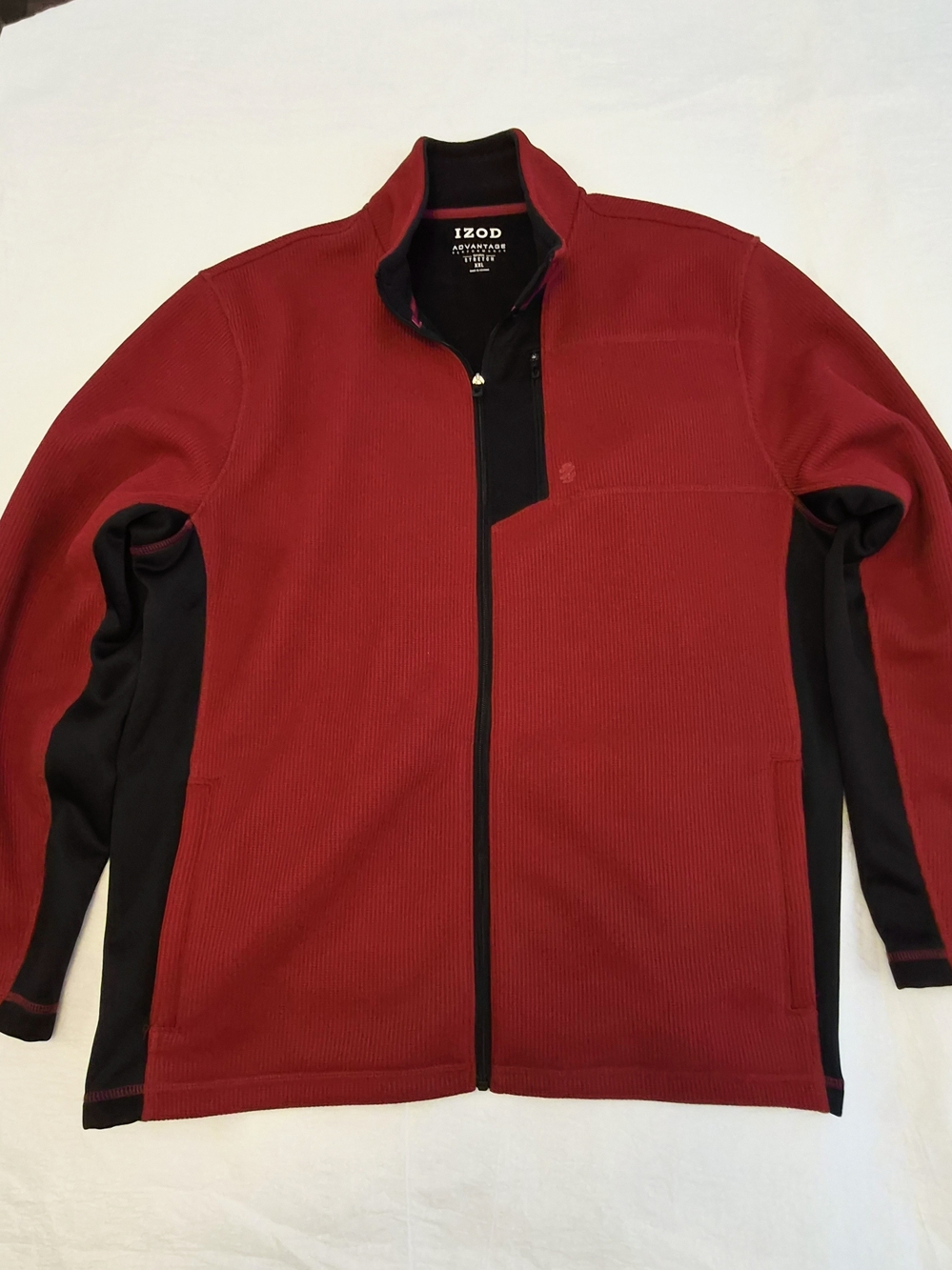Izod Red Jacket with Black Side Panels and Zip